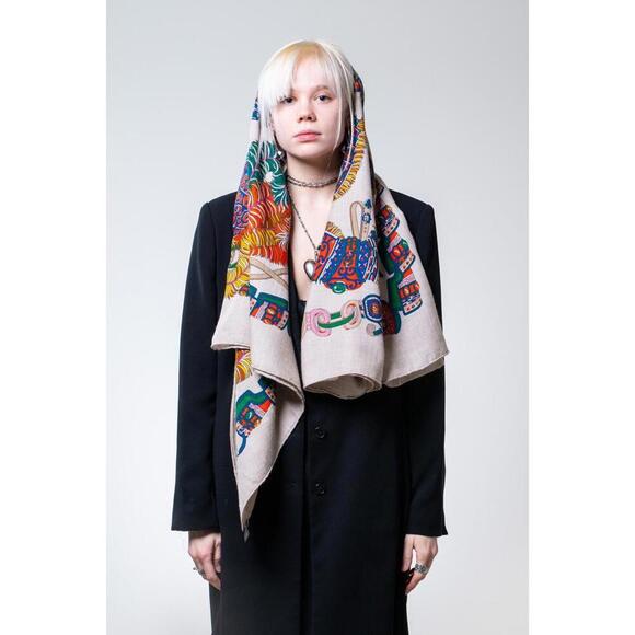 Hermès Sous L'Egide de Mars Cashmere Silk Shawl Scarf - Picture 1 of 7